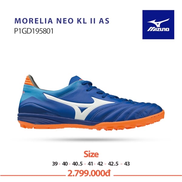 Hiện chi thiết của Mizuno Morelia Neo Kl II As xanh trắng cam