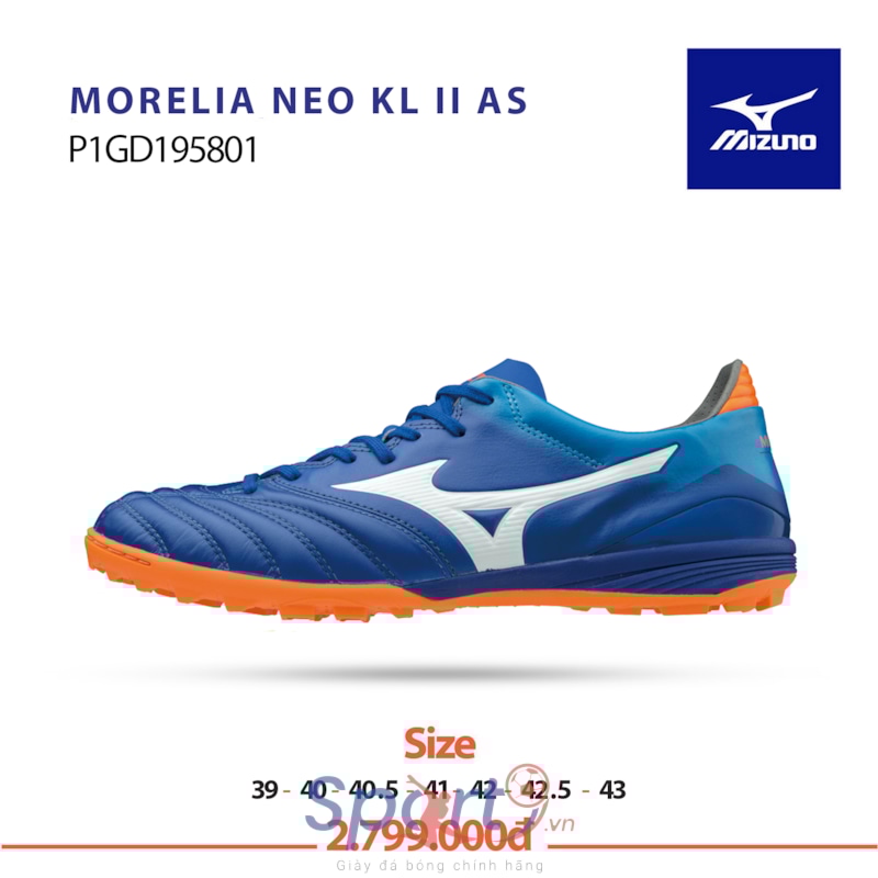 Hình ảnh của Mizuno Morelia Neo Kl II As xanh trắng cam