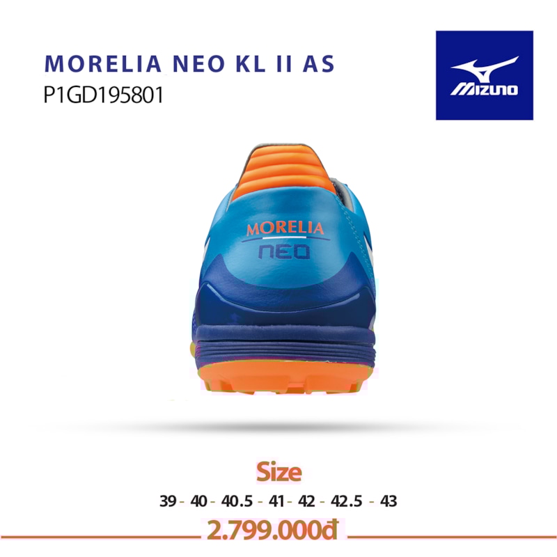 Hình ảnh của Mizuno Morelia Neo Kl II As xanh trắng cam