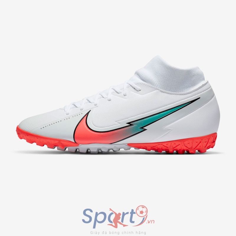 Nike Mercurial Superfly VII Academy TF AT7978-163 White/Photon Dust/Hyper Jade/Flash Crimson