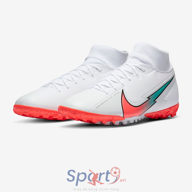 Nike Mercurial Superfly VII Academy TF AT7978-163 White/Photon Dust/Hyper Jade/Flash Crimson