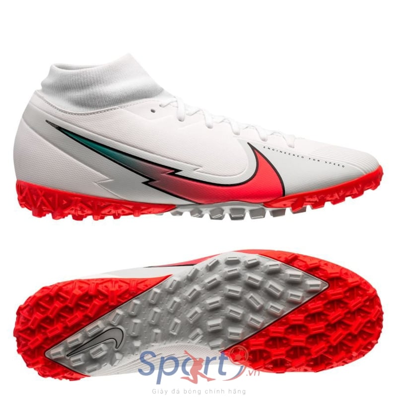 Nike Mercurial Superfly VII Academy TF AT7978-163 White/Photon Dust/Hyper Jade/Flash Crimson