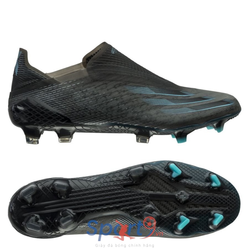 adidas X Ghosted + FG/AG Superstealth - Core Black/Signal Cyan