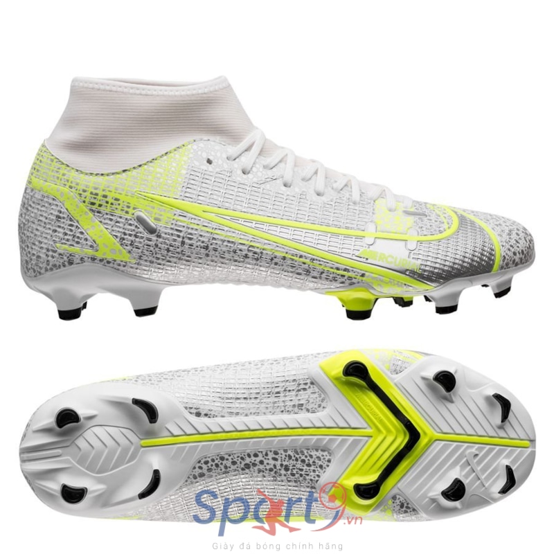 Nike Mercurial Superfly 8 Academy MG Silver Safari - White/Black/Metallic Silver/Volt