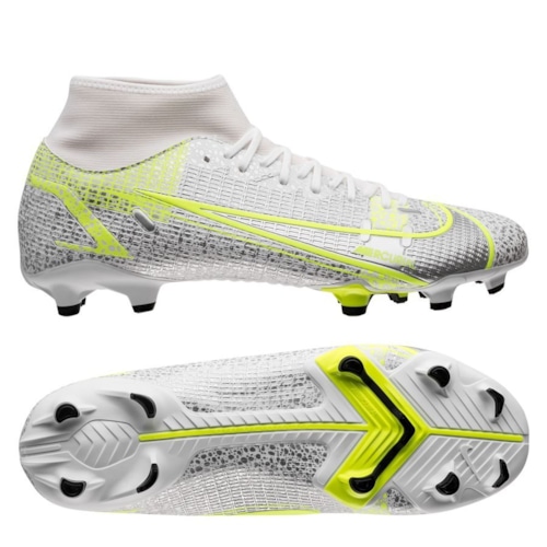 Nike Mercurial Superfly 8 Academy MG Silver Safari - White/Black/Metallic Silver/Volt