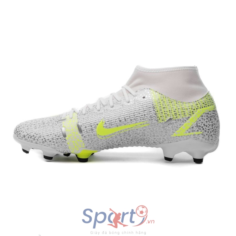 Nike Mercurial Superfly 8 Academy MG Silver Safari - White/Black/Metallic Silver/Volt