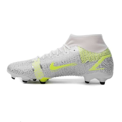 Nike Mercurial Superfly 8 Academy MG Silver Safari - White/Black/Metallic Silver/Volt