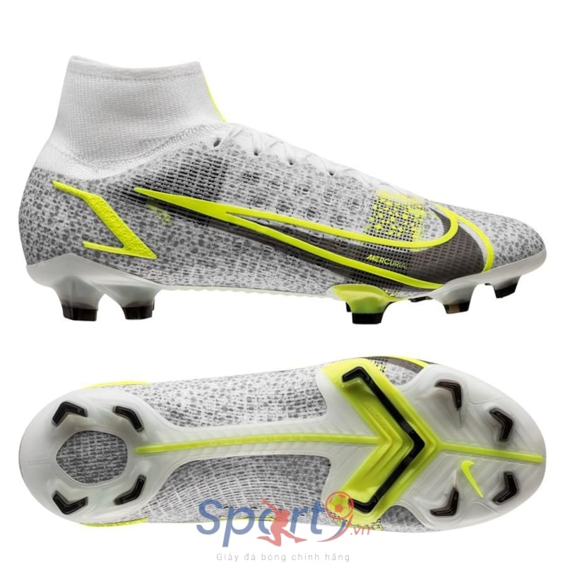 Nike Mercurial Superfly 8 Elite FG Silver Safari - White/Black/Metallic Silver/Volt