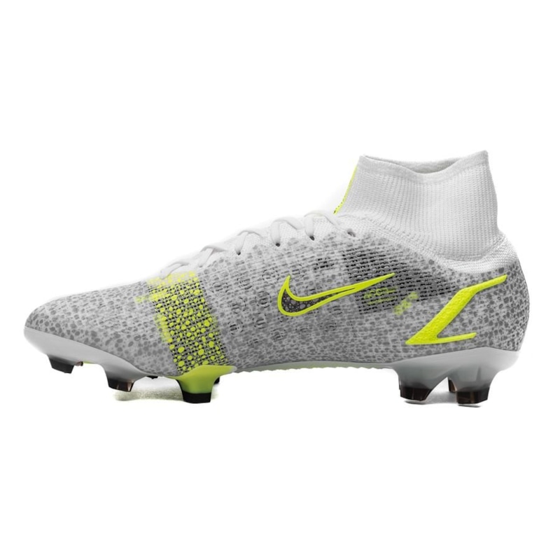 Nike Mercurial Superfly 8 Elite FG Silver Safari - White/Black/Metallic Silver/Volt