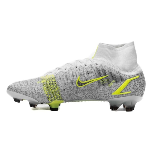 Nike Mercurial Superfly 8 Elite FG Silver Safari - White/Black/Metallic Silver/Volt