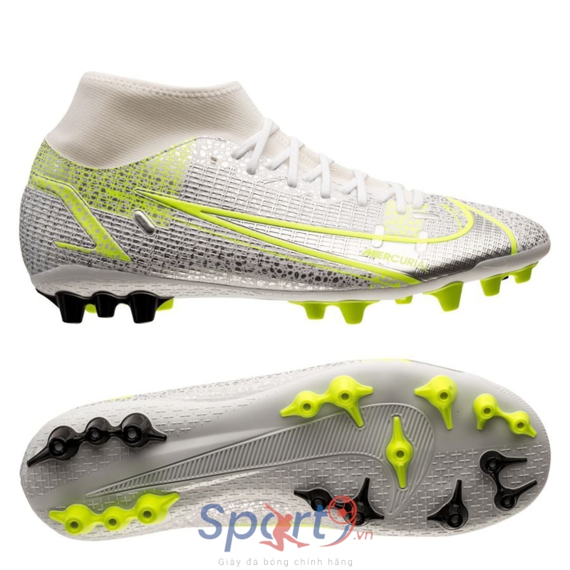 Nike Mercurial Superfly 8 Academy AG Silver Safari - White/Black/Metallic Silver/Volt