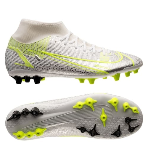 Nike Mercurial Superfly 8 Academy AG Silver Safari - White/Black/Metallic Silver/Volt