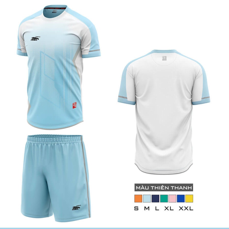 BỘ QUẦN ÁO BÓNG ĐÁ RIKI GEM - MÀU TRẮNG THIÊN THANH