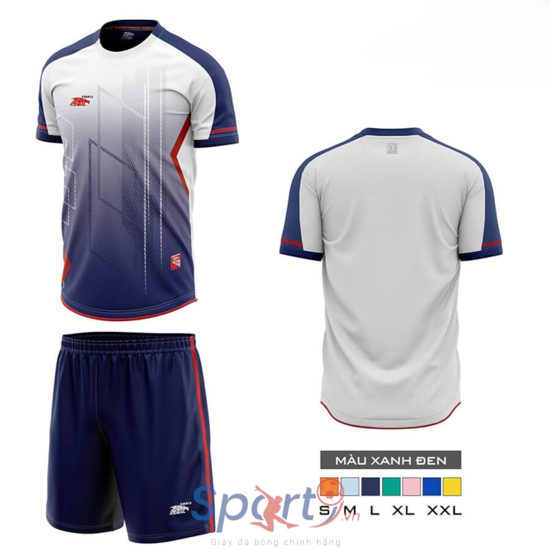 BỘ QUẦN ÁO BÓNG ĐÁ RIKI GEM - MÀU TRẮNG XANH ĐEN