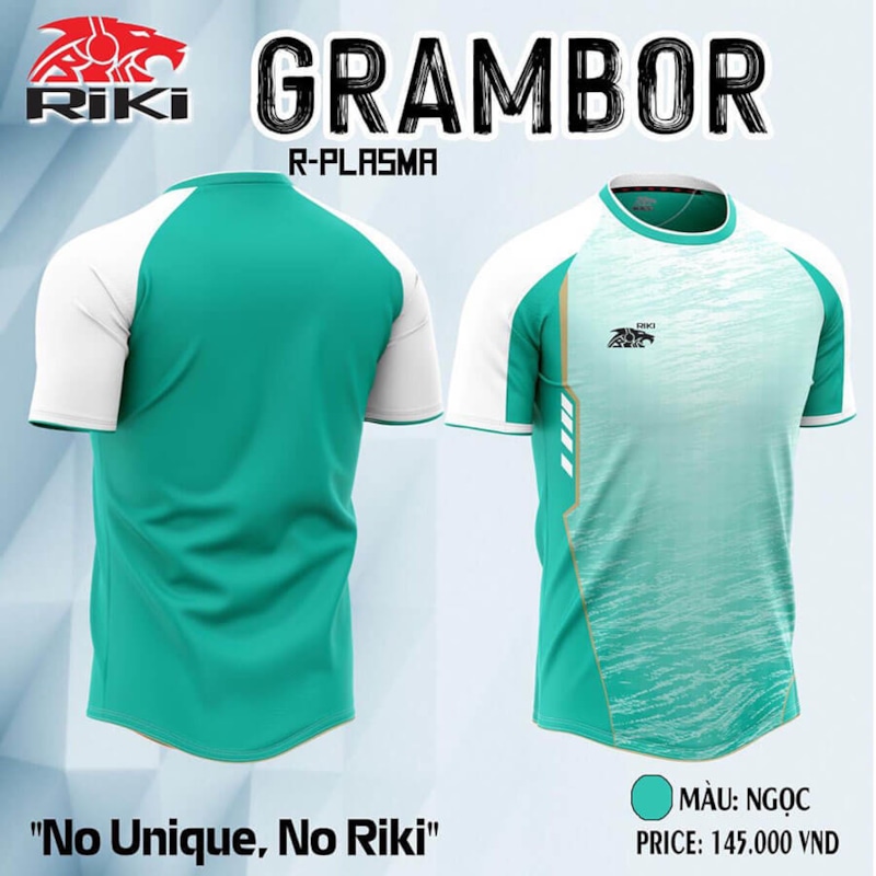 BỘ QUẦN ÁO BÓNG ĐÁ RIKI GRAMBOR - MÀU XANH NGỌC TRẮNG