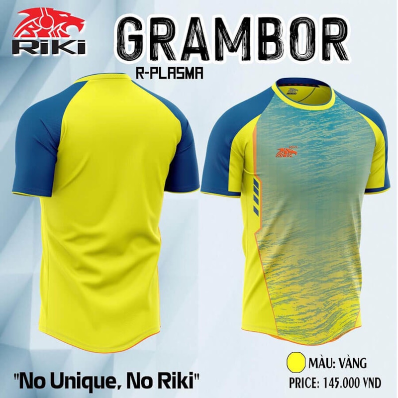 BỘ QUẦN ÁO BÓNG ĐÁ RIKI GRAMBOR - MÀU VÀNG CỔ VỊT