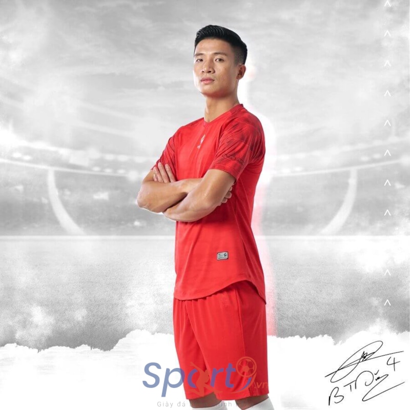 BỘ QUẦN ÁO BÓNG ĐÁ EGAN ALPHA TD04 BÙI TIẾN DŨNG - MÀU ĐỎ