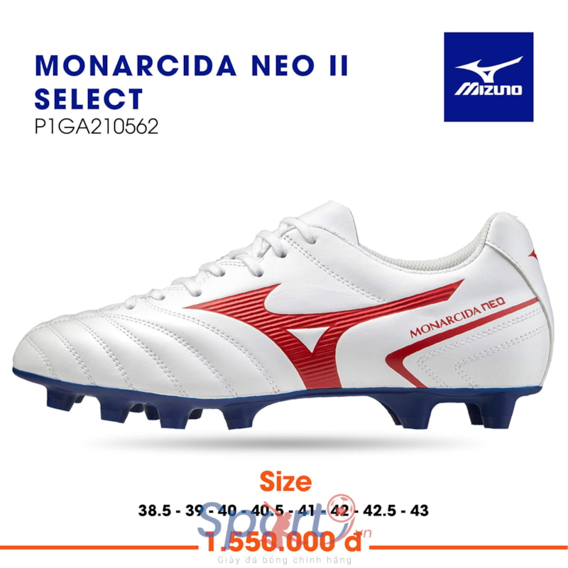 GIÀY ĐÁ BÓNG MIZUNO MONARCIDA NEO II SELECT FG - TRẮNG/CAM