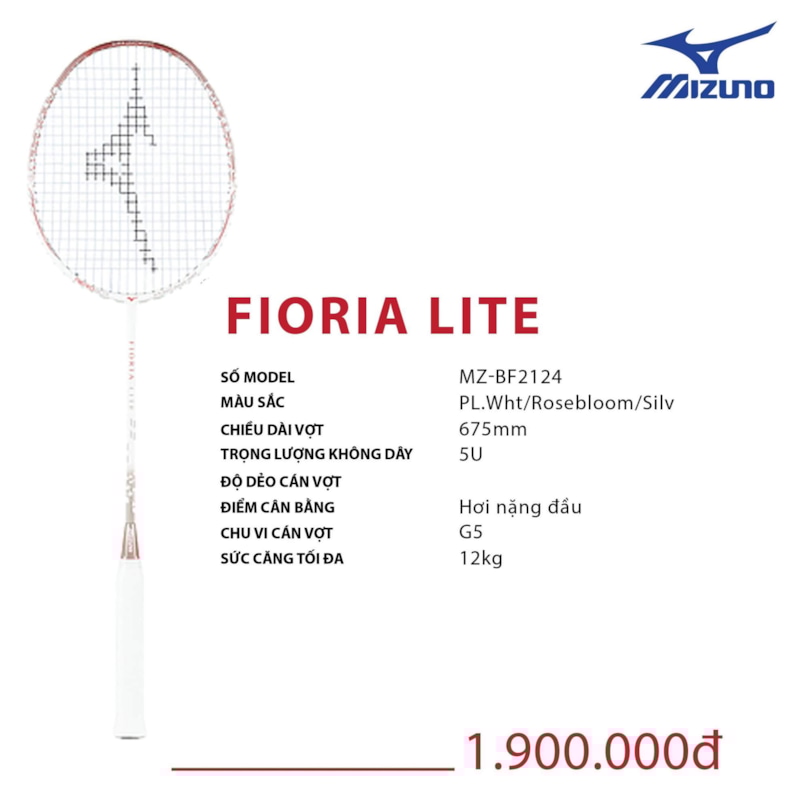 MIZUNO VỢT CẦU LÔNG MIZUNO FIORIA LITE TRẮNG BẠC