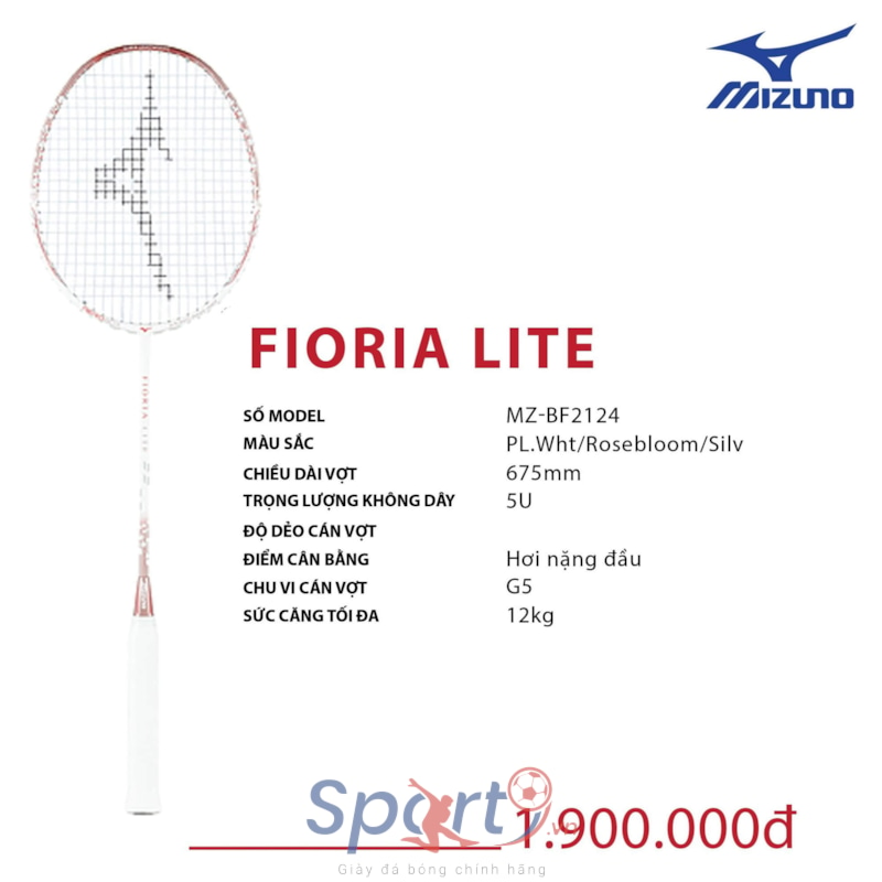 MIZUNO VỢT CẦU LÔNG MIZUNO FIORIA LITE TRẮNG BẠC