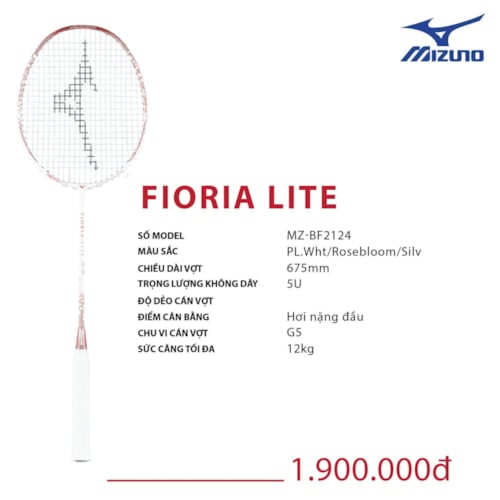 MIZUNO VỢT CẦU LÔNG MIZUNO FIORIA LITE TRẮNG BẠC