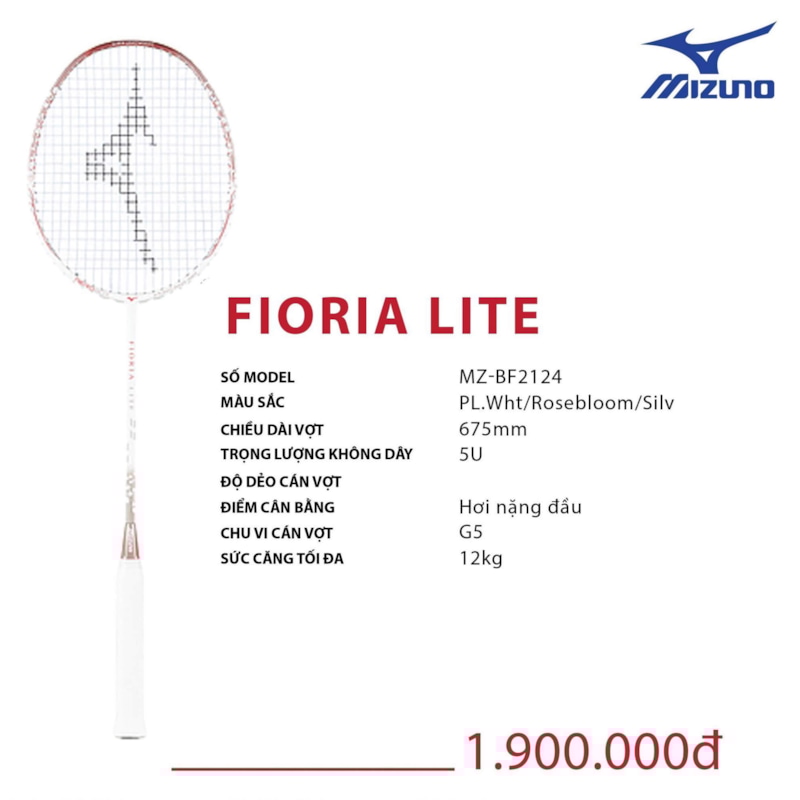 MIZUNO VỢT CẦU LÔNG MIZUNO FIORIA LITE TRẮNG BẠC