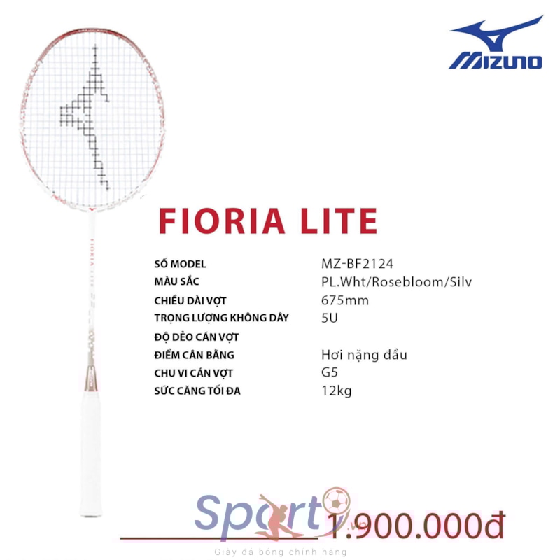 MIZUNO VỢT CẦU LÔNG MIZUNO FIORIA LITE TRẮNG BẠC