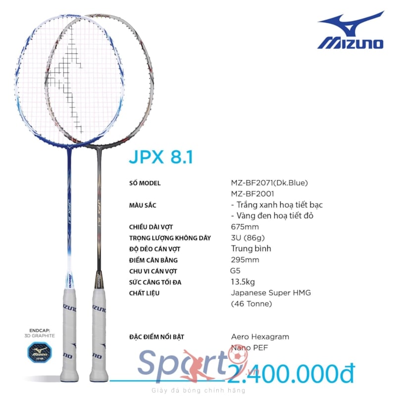 MIZUNO VỢT CẦU LÔNG MIZUNO JPX 8.1 XANH BIỂN
