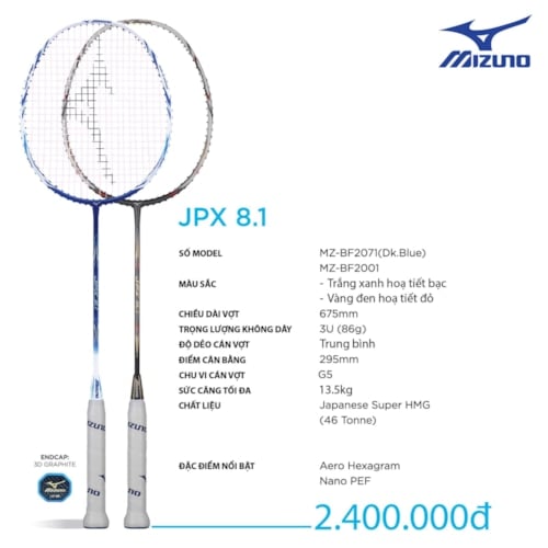 MIZUNO VỢT CẦU LÔNG MIZUNO JPX 8.1 XANH BIỂN