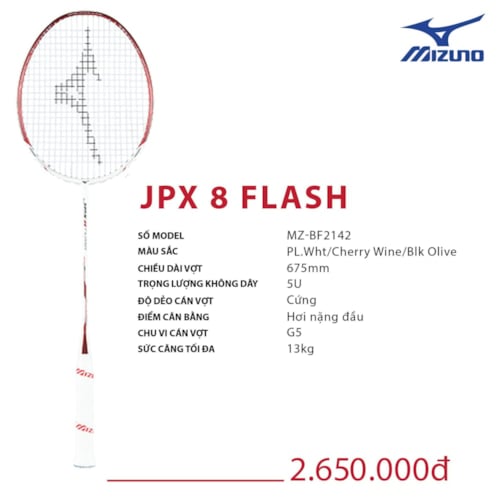 MIZUNO VỢT CẦU LÔNG MIZUNO JPX 8 FLASH ĐỎ