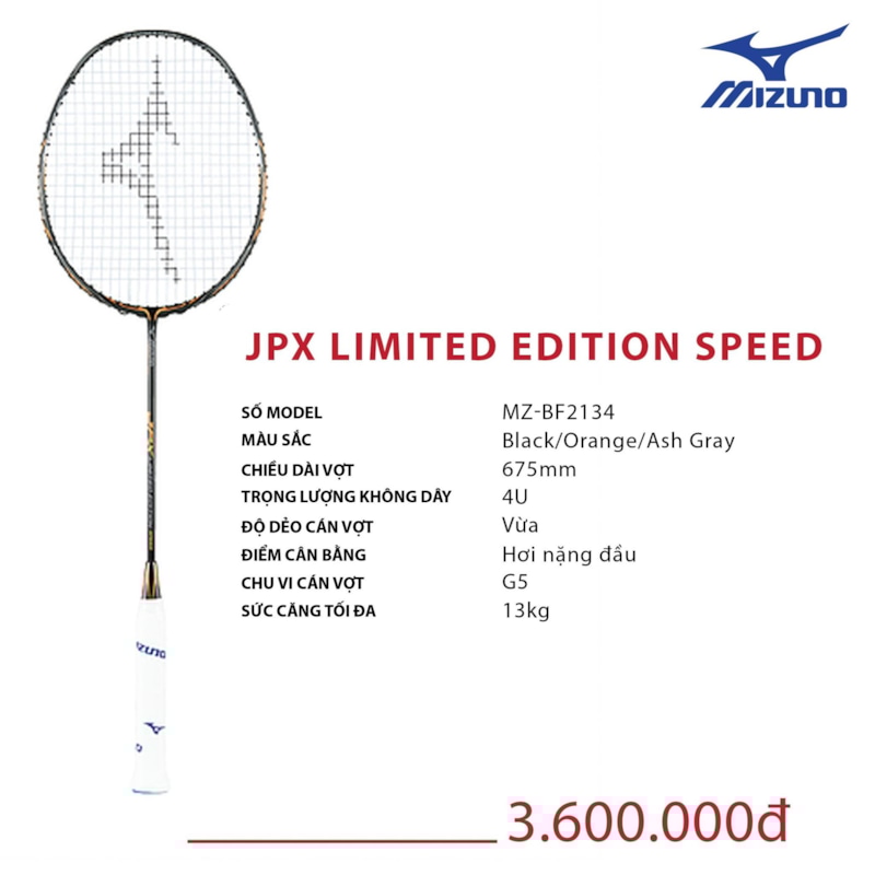 MIZUNO VỢT CẦU LÔNG MIZUNO JPX LIMITED EDITION SPEED ĐEN CAM XANH