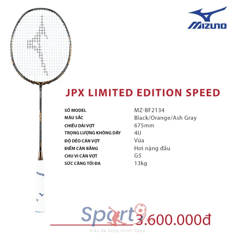 MIZUNO VỢT CẦU LÔNG MIZUNO JPX LIMITED EDITION SPEED ĐEN CAM XANH
