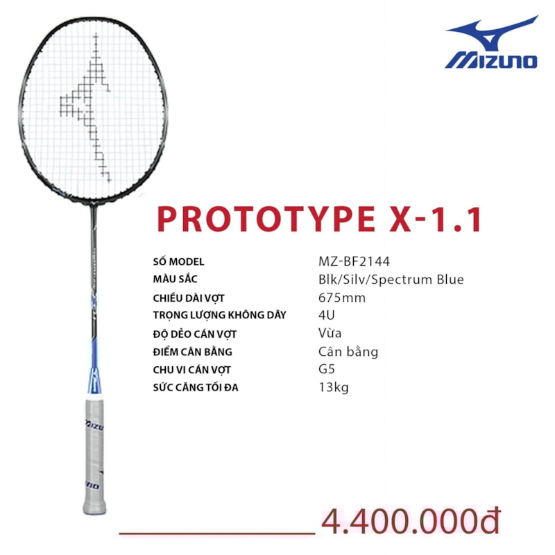 MIZUNO VỢT CẦU LÔNG MIZUNO PROTOTYPE X-1.1 ĐEN XANH
