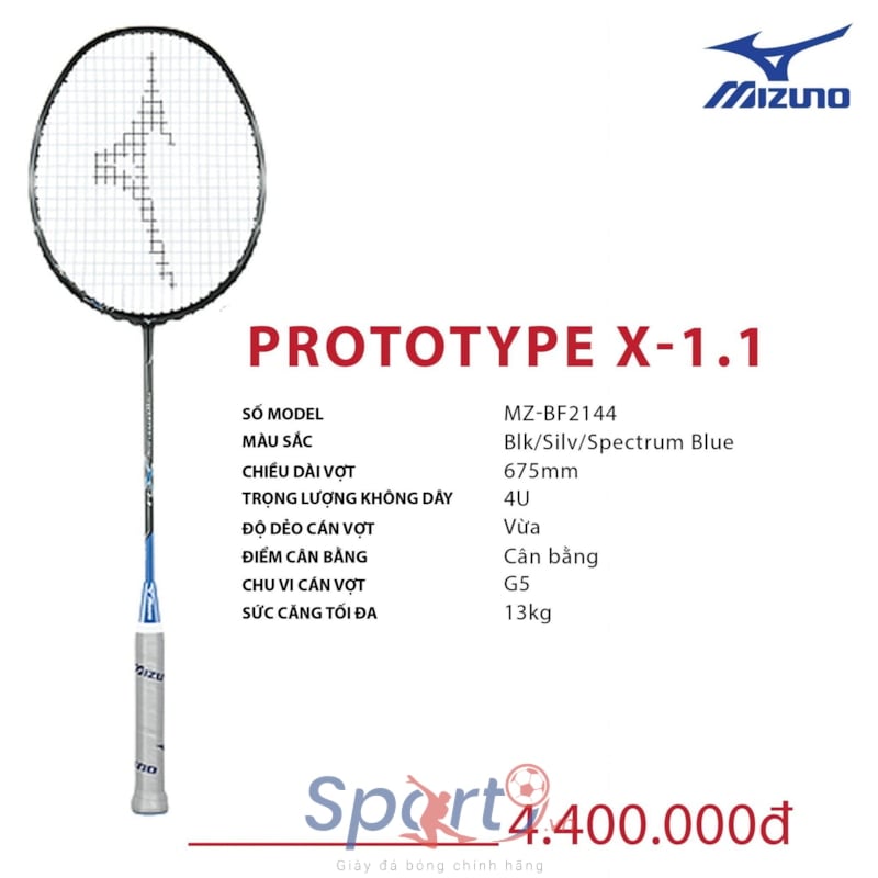 MIZUNO VỢT CẦU LÔNG MIZUNO PROTOTYPE X-1.1 ĐEN XANH