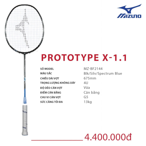 MIZUNO VỢT CẦU LÔNG MIZUNO PROTOTYPE X-1.1 ĐEN XANH