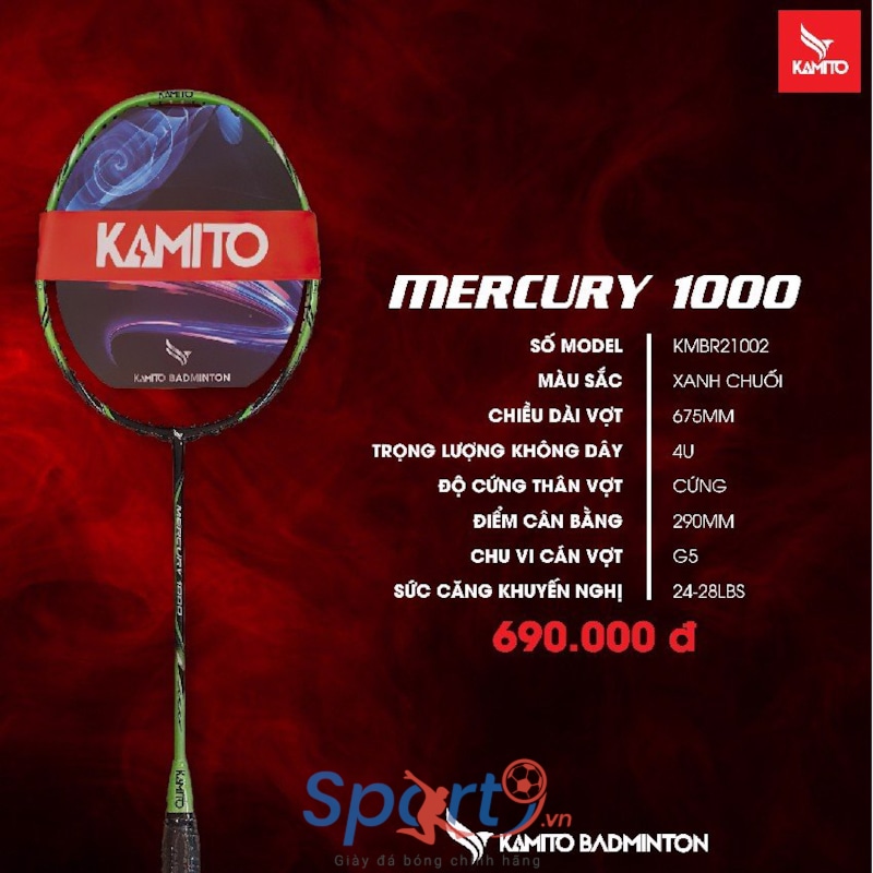 KAMITO VỢT CẦU LÔNG MERCURRY XANH CHUỐI