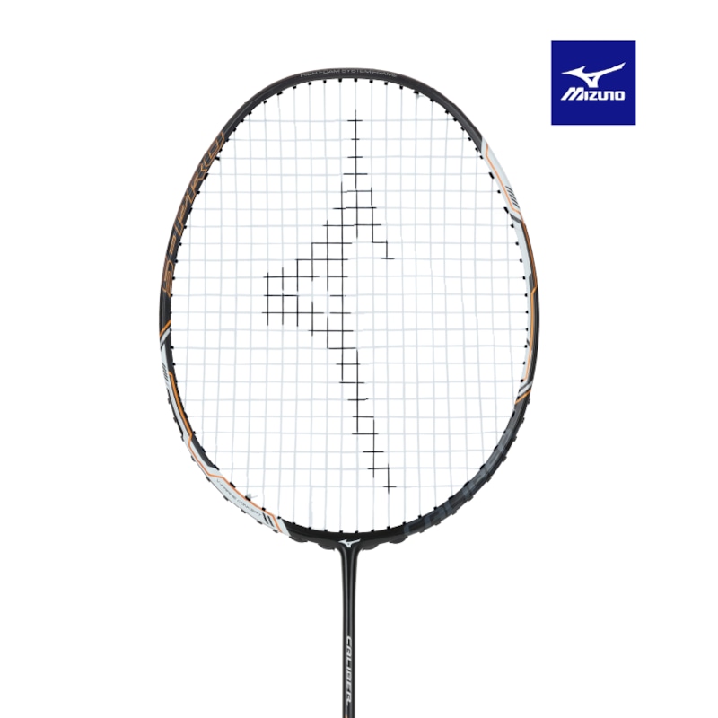 MIZUNO VỢT CẦU LÔNG CALIBER S-PRO MIZUNO ĐEN TRẮNG CAM