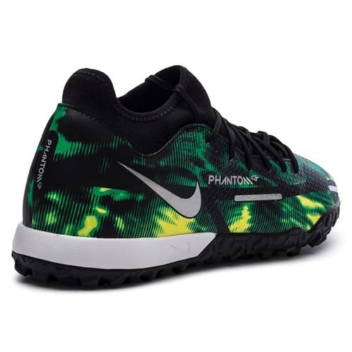 Nike Phantom GT 2 Academy DF TF Shockwave - Black/Metallic Platinum/Green Strike