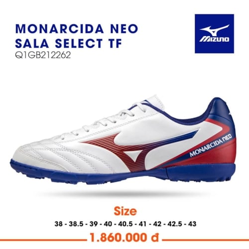 Mizuno Monarcida Neo Sala Select TF Q1GB212262 - Trắng Đỏ Xanh