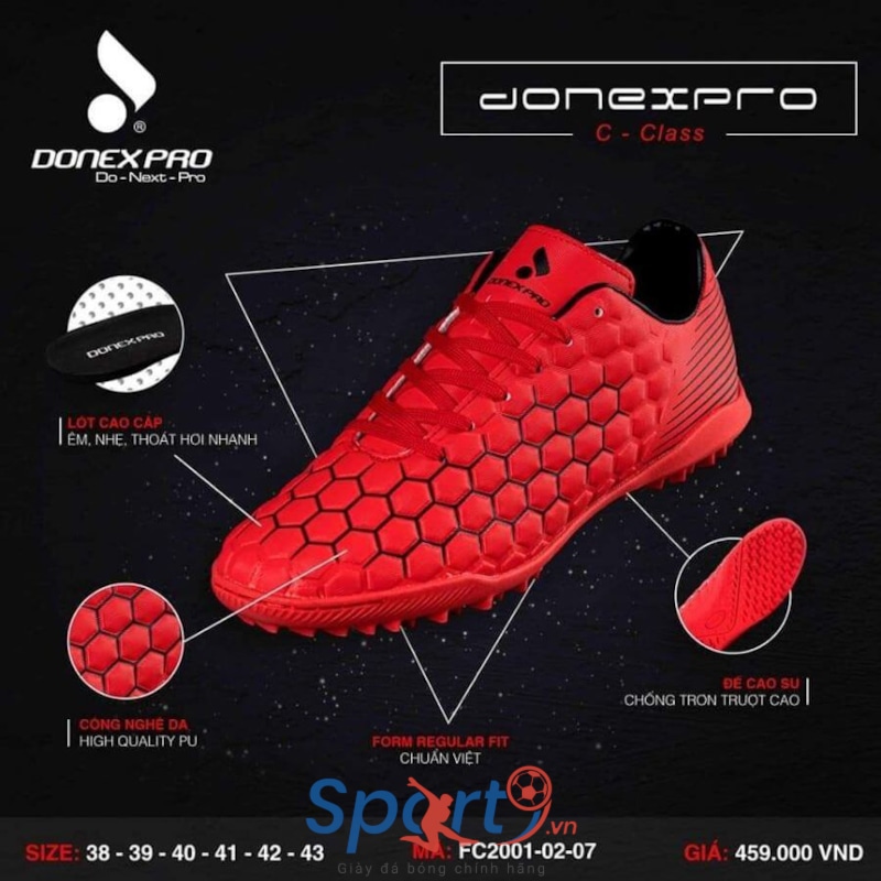 Giày đá bóng Donexpro C-Class FC2001-02-07 - Đỏ