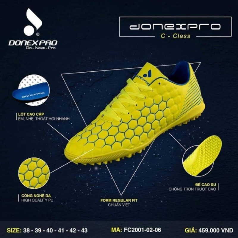 Giày đá bóng Donexpro C-Class FC2001-02-06 - Vàng