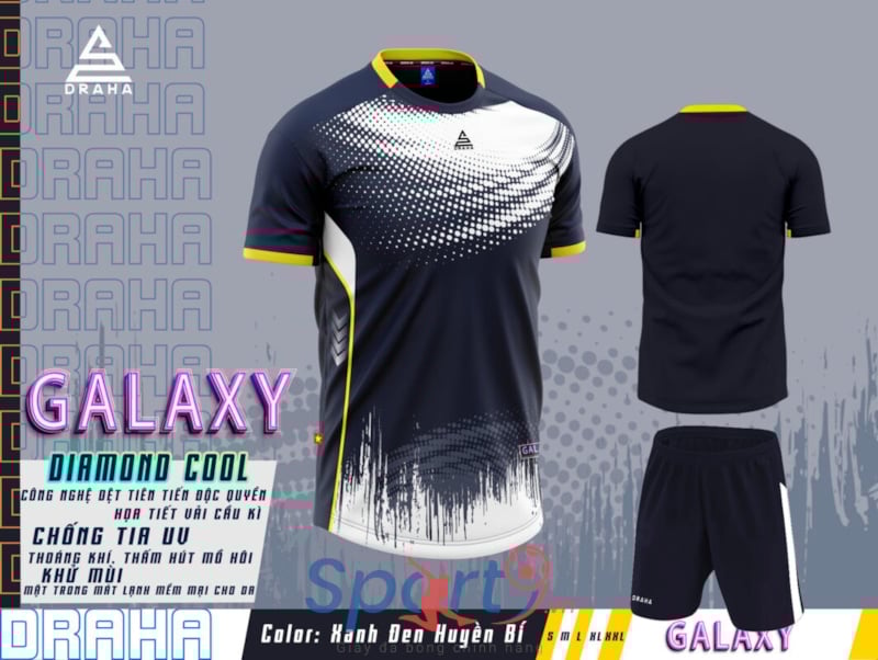 BỘ QUẦN ÁO BÓNG ĐÁ DRAHA GALAXY MÀU ĐEN