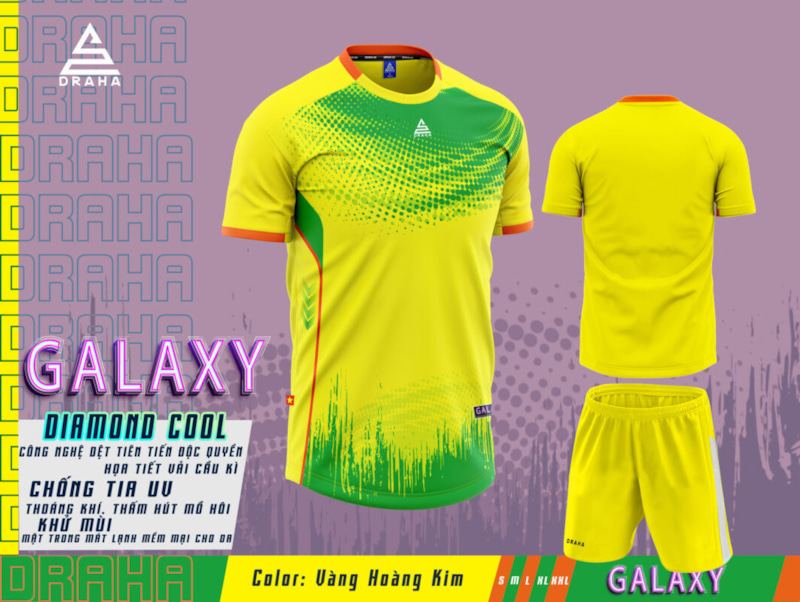 BỘ QUẦN ÁO BÓNG ĐÁ DRAHA GALAXY MÀU VÀNG