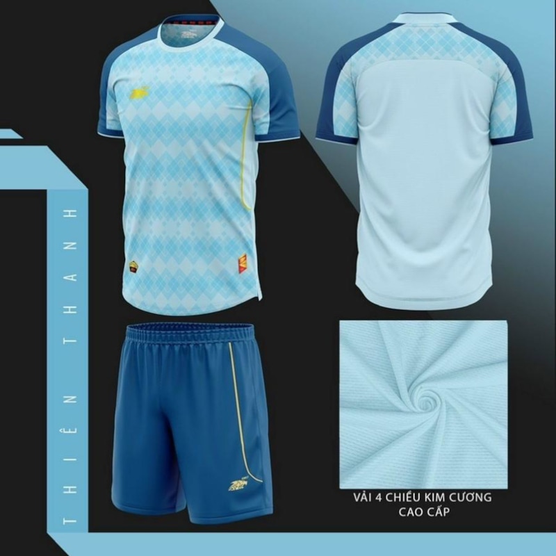 BỘ QUẦN ÁO BÓNG ĐÁ RIKI GOLDEN - MÀU THIÊN THANH