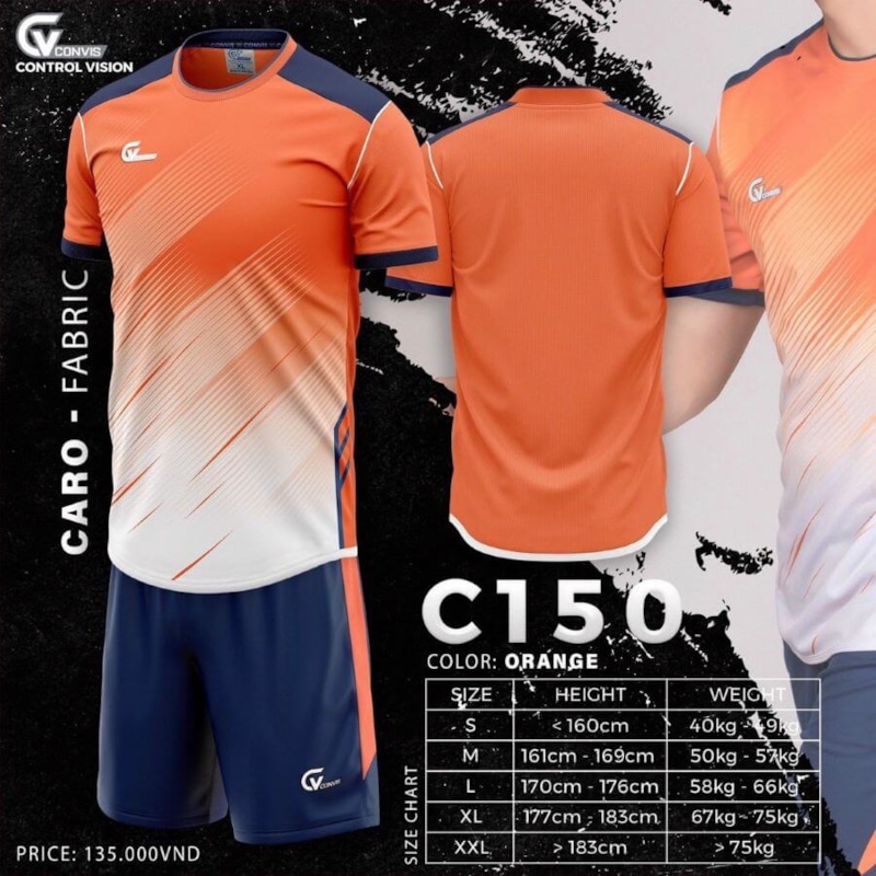 BỘ QUẦN ÁO BÓNG ĐÁ CONTROL VISION C150 - MÀU CAM
