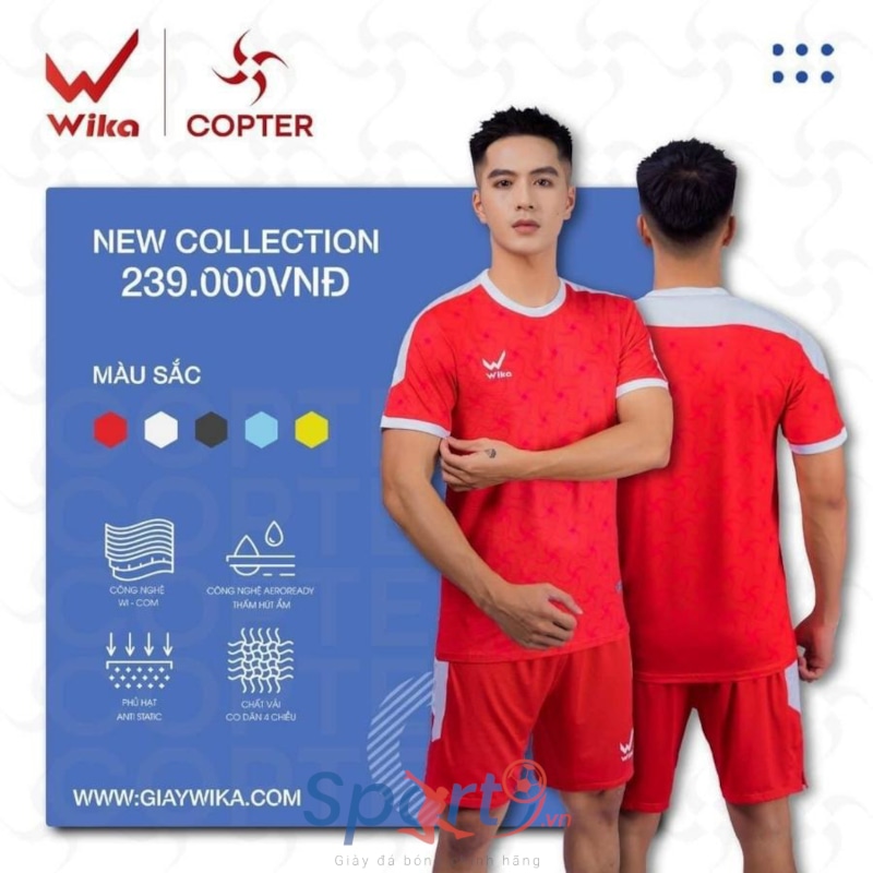 Bộ quần áo bóng đá Wika Copter - Màu đỏ