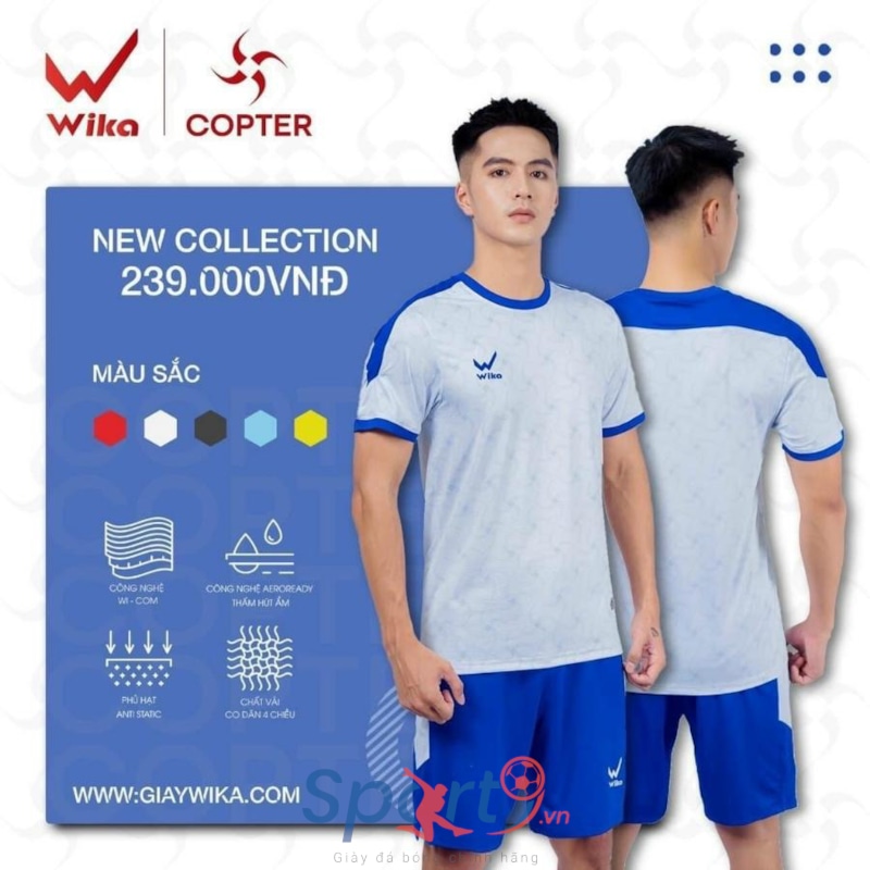Bộ quần áo bóng đá Wika Copter - Màu Trắng