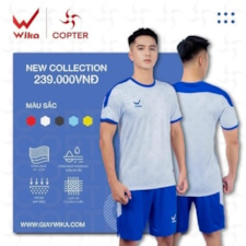 Bộ quần áo bóng đá Wika Copter - Màu Trắng Xanh