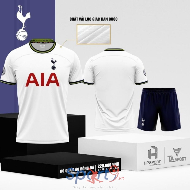 BỘ QUẦN ÁO BÓNG ĐÁ TOTTENHAM 2022-23 MÀU TRẮNG ĐEN