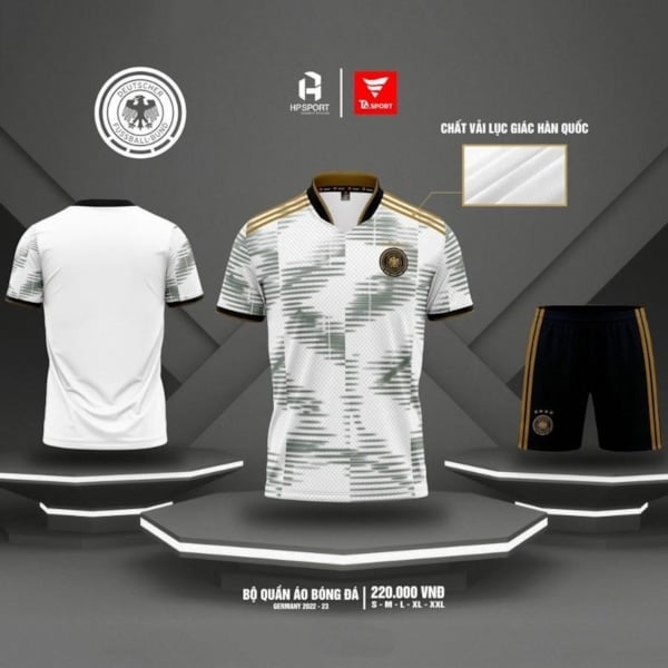 BỘ QUẦN ÁO BÓNG ĐÁ GERMANY 2022-23 MÀU TRẮNG ĐEN
